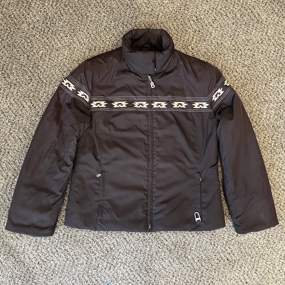 Vintage Bogner Ski Jacket black w/Southwest designs. Women's sz 10.